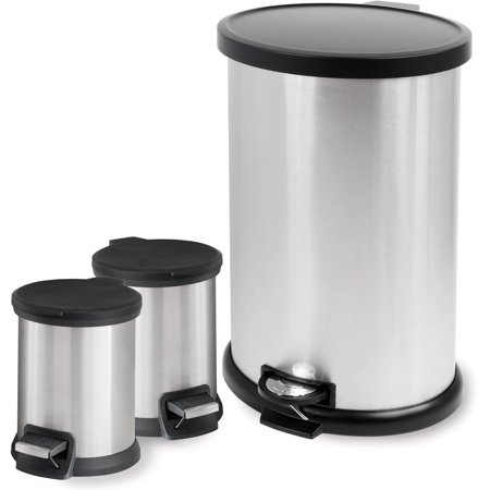 Mainstays 3-Piece Stainless Steel Waste Can Black Friday Sales 2021